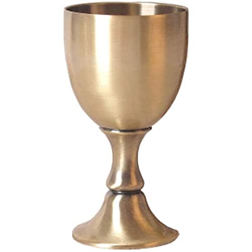 Taganov Big Gold Altar Chalice Cup Brass Goblet Wine Glasses Communion Decoration for Church Cup Pure Copper Ritual Chalice 3.5 OZ