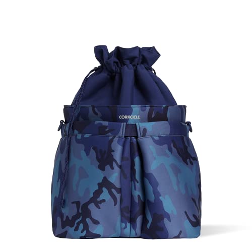 Corkcicle Travel Soft Bucket Cooler, Water Resistant Insulated Bag, Perfect for Wine, Beer, and Ice Packs, Navy Camo