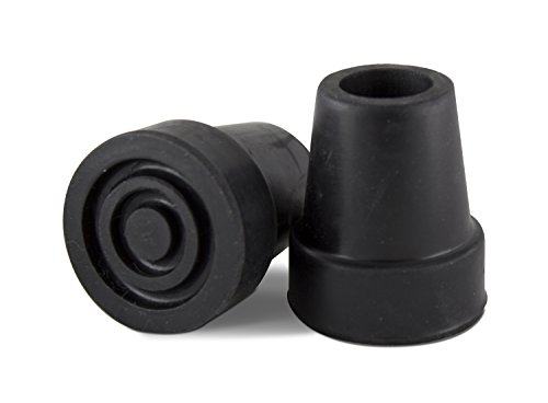 Essential Medical Supply Replacement Rubber Cane Tips with Metal Washer for Support, Black, 3/4'