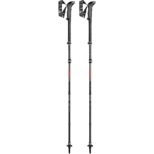 LEKI Makalu FX Carbon AS Adjustable Lightweight Walking Poles for Trekking & Hiking - Anthracite-Red-Black - 110-130 cm