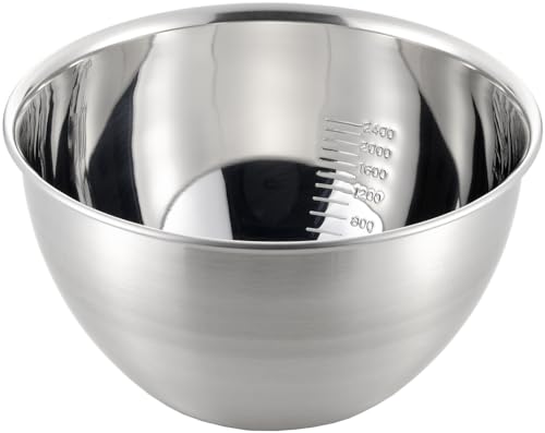 Yoshikawa SJ1396 Bowl, Silver, 9.4 inches (24 cm), Graduated, Fits Just