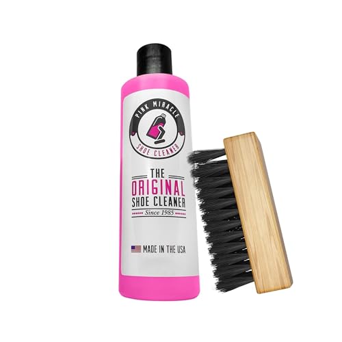 Pink Miracle Shoe Cleaner Kit 8oz Bottle Fabric Cleaner For Leather, Whites, and Nubuck Sneakers