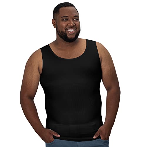 QORE LOGIQ 3XL Gynecomastia Compression Shirt for Men - Black Tank Top Body Shaper, Slimming Undershirt