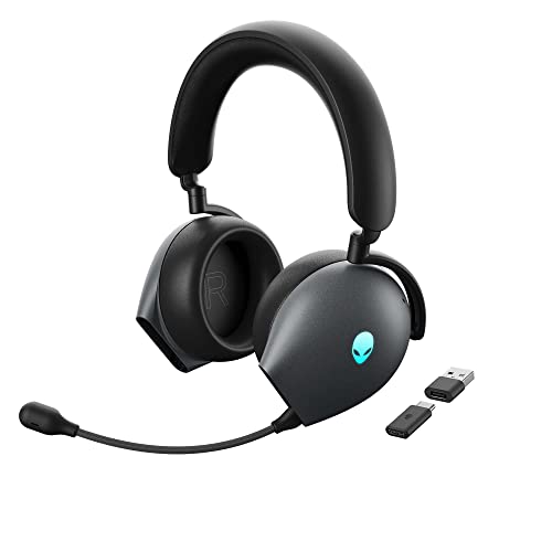 Alienware AW920H Tri-Mode Wireless Gaming Headset - Dolby Atmos Virtual Surround Sound,AI-driven Noise-Cancelling microphone, USB-C Wireless Dongle - Dark Side of the Moon,Large