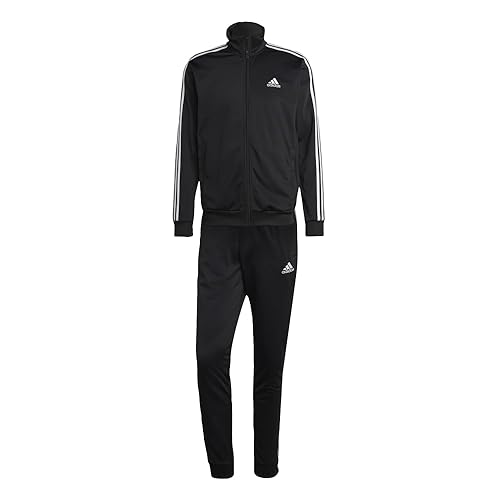 adidas Men's Sportswear Basic 3-stripes Tricot Track Suit, Black, Large