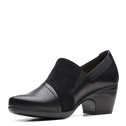 Clarks Women's Emily Step Loafer, Black Leather, 8