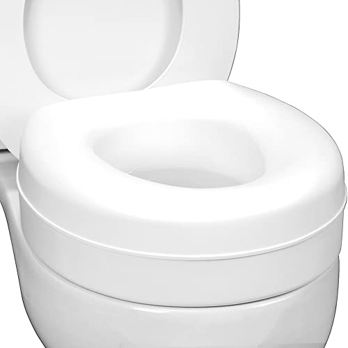 HealthSmart Raised Toilet Seat Riser That Fits Most Standard (Round) Toilet Bowls for Enhanced Comfort and Elevation with Slip Resistant Pads, FSA HSA Eligible, 15.7 x 15.2 x 6.1'