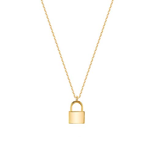 MEVECCO Gold Dainty Lock Necklace for Women 18K Gold Plated Cute Tiny Padlock Boho Love Elegant Necklace