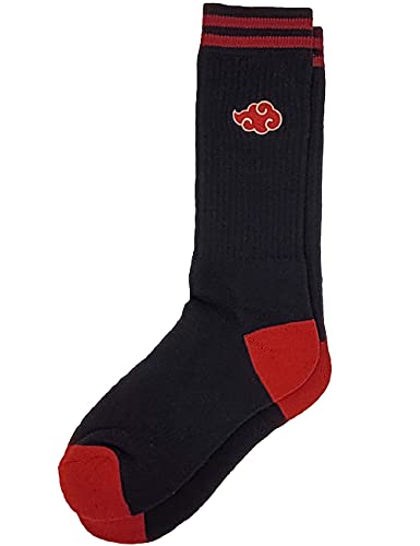 Ripple Junction Naruto Shippuden Adult Mens Novelty Anime Tube Socks 1 Pair Embroidered Akatsuki Cloud One Size Multicolored Officially Licensed