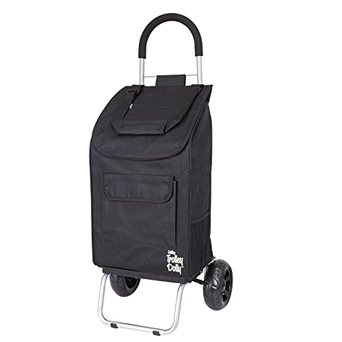 dbest products Trolley Dolly Black Foldable Shopping cart for Groceries with Wheels and Removable Bag and Rolling Personal Handtruck Standard