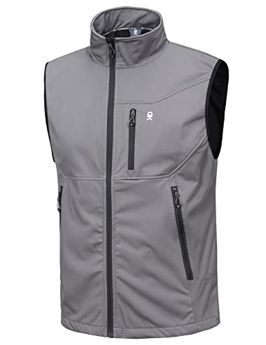 Little Donkey Andy Men's Lightweight Softshell Vest Windproof Sleeveless Jacket for Travel Hiking Running Golf Gray XL