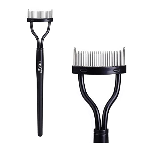 Eyelash Comb Eyebrow Brush MSQ Eyelash Separator Mascara Applicator Eyelash Definer With Comb Cover Arc Designed Cosmetic Brushes Tool (Black 1PCS)