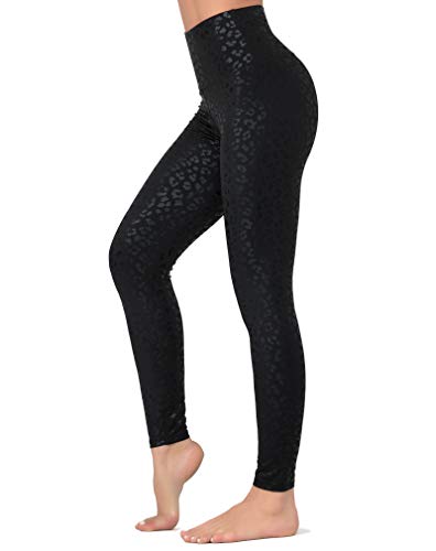 Dragon Fit Compression Yoga Pants with Inner Pockets in High Waist Athletic Pants Tummy Control Stretch Workout Yoga Legging Black Leopard