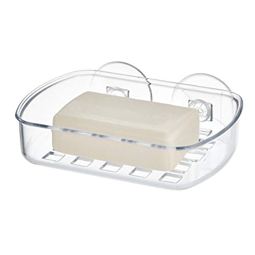 iDesign BPA-Free Plastic Suction Bar Soap Dish - 5.25' x 4' x 2', Clear,19600