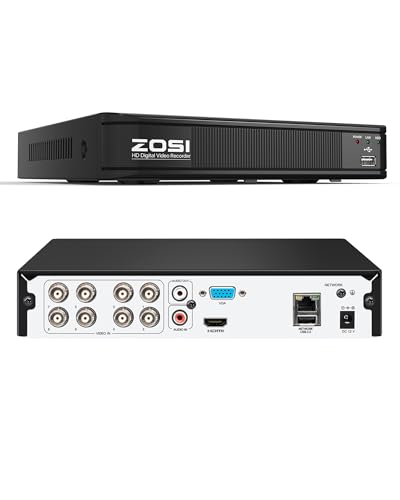 ZOSI H.265+ 5MP 3K Lite CCTV DVR 8 Channel Full 1080p, AI Human Vehicle Detection, Remote Access, Hybrid Capability 4-in-1(Analog/AHD/TVI/CVI) Surveillance DVR for Security Camera (No Hard Drive)