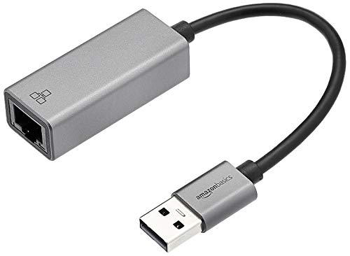 Amazon Basics Aluminum USB 3.0 Gigabit Ethernet Adapter, Gray, 1.97 x 0.83 x 0.59 inches