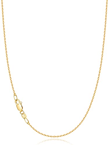 Jewlpire 18k Over Gold Chain Necklace for Women Girls, 1.1mm Cable Chain Gold Chain for Women Shiny & Sturdy Women's Chain Necklaces, 18 Inches