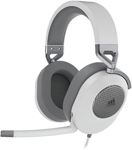 Corsair HS65 Surround Gaming Headset (Leatherette Memory Foam Ear Pads, Dolby Audio 7.1 Surround Sound On PC And Mac, SonarWorks SoundID Technology, Multi-Platform Compatibility) White