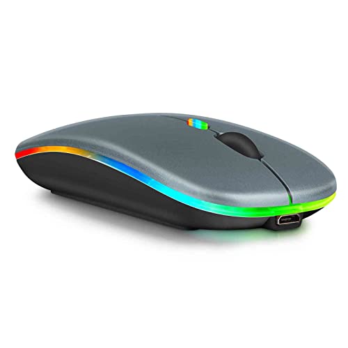 UrbanX Bluetooth Rechargeable Mouse for Lenovo Yoga C740 2-in-1 Laptop Bluetooth Wireless Mouse Designed for Laptop/PC/Mac/iPad pro/Computer/Tablet/Android RGB LED Titanium