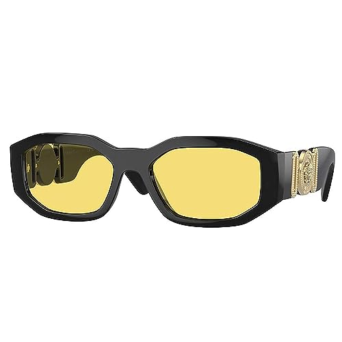 Versace VE 4361 GB1/85 Black Plastic Geometric Sunglasses Yellow Lens