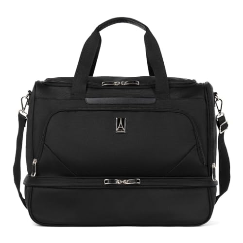 Travelpro Maxlite 5 Softside Carry-on Weekender with Drop-Bottom Compartment, Lightweight Overnight Travel Duffel Bag, Men and Women, Black, 19-Inch