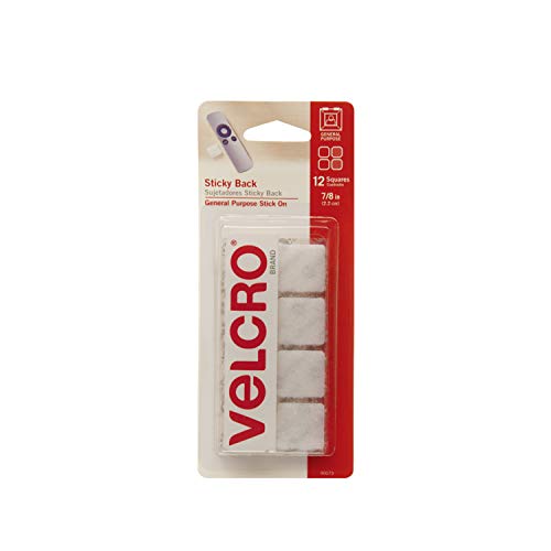 VELCRO Brand Sticky-Back Fasteners, Removable Adhesive, 0.88' X 0.88', White, 12/pack