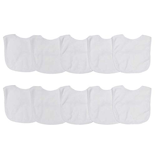 Neat Solutions 2-Ply Knit Terry Solid Color Feeder Bibs in White - 10 Count(Pack of 1)