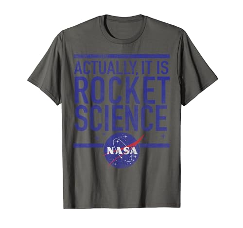 NASA Actually It Is Rocket Science Vintage Distressed Badge T-Shirt