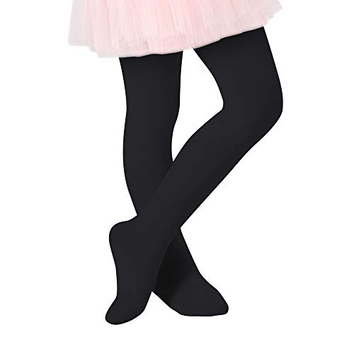 Century Star Ultra-Soft Footed Dance Sockings Ballet Tights Kids Super Elasticity School Uniform Tights For Girls 1 Pack Black 3-6