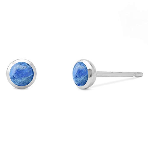 Boma Jewelry Sterling Silver Mini Blue Lapis Circle Inlay Stud Earrings