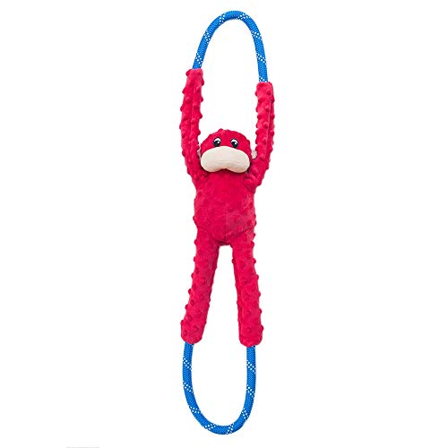 ZippyPaws - RopeTugz Red Monkey Dog Toy - Durable Rope, Squeaky Chew Toy, Perfect for Tug of War, Suitable for Small, Medium, and Large Breeds - Machine Washable
