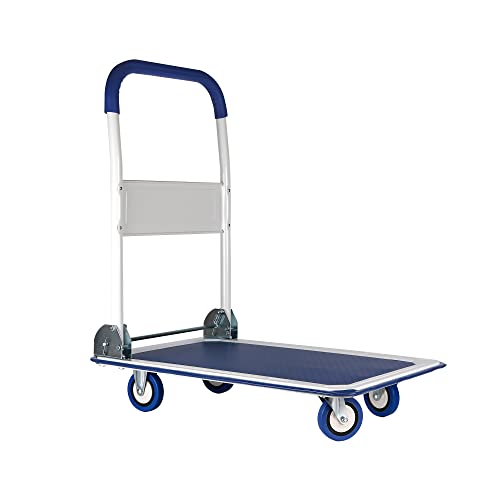 Upgraded Lifetime Home Large Foldable Push Cart Dolly | 330 lbs. Capacity Moving Platform Hand Truck | Heavy Duty Space Saving Collapsible | Swivel Push Handle Flat Bed Wagon