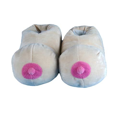 MALCIKLO Funny Slippers for Women Men, Novelty Reproductive Organ Modeling Soft Plush Non-Slip Slippers (Nude C, Free size)