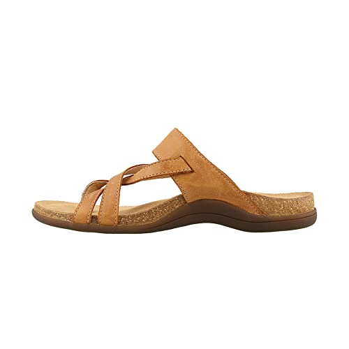 Taos Perfect Premium Leather Women's Cork Sandal - Open Back Toe-Post and Adjustable Strap Design with Arch Support for Exceptional Walking Comfort Tan 9 M