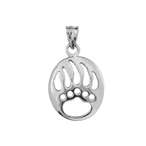 Animal Kingdom Fine Sterling Silver Cut-Out Bear Paw Charm Pendant