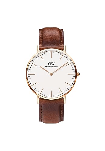 Daniel Wellington Classic St Mawes 40mm Men's Watch, DW Classic Leather Rose Gold Watch for Men