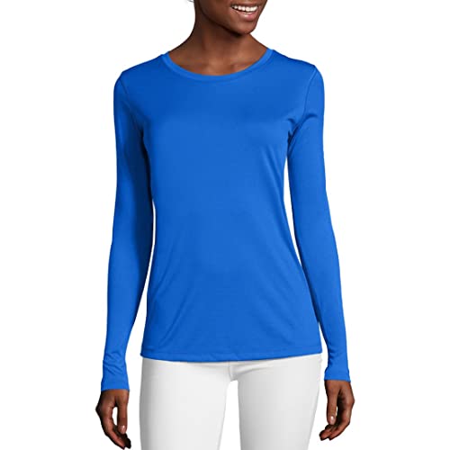 Hanes womens Sport Cool Dri Performance Long Sleeve T-shirt Shirt, Awesome Blue, Medium US