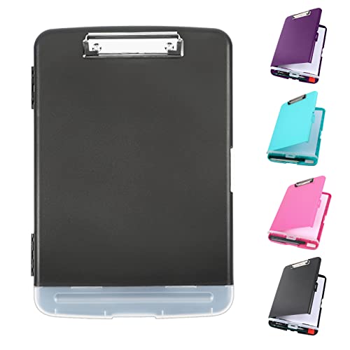 YEAHVIY Clipboard with Storage, Large Capacity Nursing Clipboards with Low Profile Clip, Heavy Duty Plastic Storage Clipboard with Pen Holder, Side-Opening, Multifunctional Clipboard Case for Writing