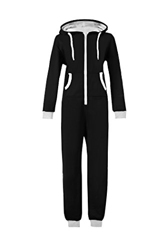 WOTOGOLD Men And Women Black Blue Pajamas Sportswear Hooded Unisex Jumpsuit Black Black Medium