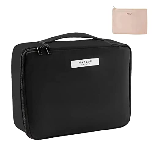 Queboom Toiletry bag for Travel Cosmetic, Makeup for women and girls (Black)