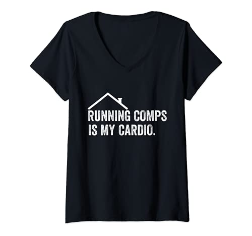 Womens Running Comps Is My Cardio Funny Realtor Apparel Men Women V-Neck T-Shirt