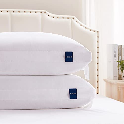 ACCURATEX Bed Pillows King Size Set of 2, Hybrid Shredded Memory Foam Pillow[Adjustable Loft], Fluffy Down Alternative Fill Removable Cotton Cover, Firm Supportive Pillow for Side Back Sleepers