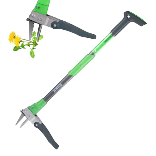 Grootpow WP5 Weed Puller Tool, Stand Up Dandelion Weeder with 40' Handle, 3 Claws & Fiberglass Foot Pedal, Weeding Tool Made with Cast-Iron, Easily Remove Weeds Without Bending or Kneeling