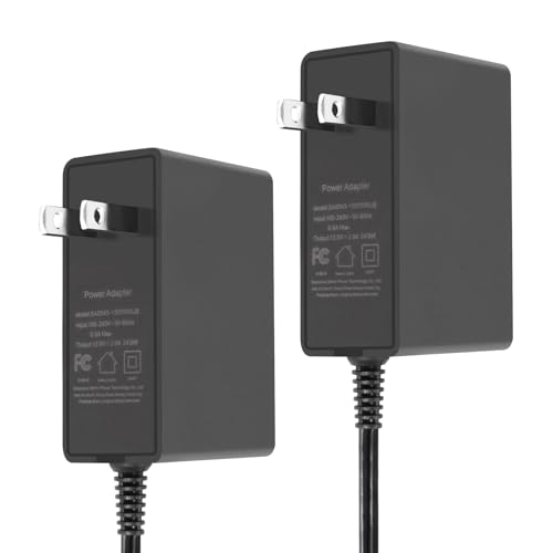 SmoTecQ 12V 2A Power Supply AC Adapter, AC 100-240V to DC 12 Volt Transformers, 2.1mm X 5.5mm Wall Plug (12V-2A 2PACK)