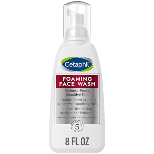 CETAPHIL Redness Relieving Foaming Face Wash For Sensitive Skin , 8 Fl Oz , Gently Cleanses & Calms Sensitive Skin Without Over Drying, (Packaging May Vary)