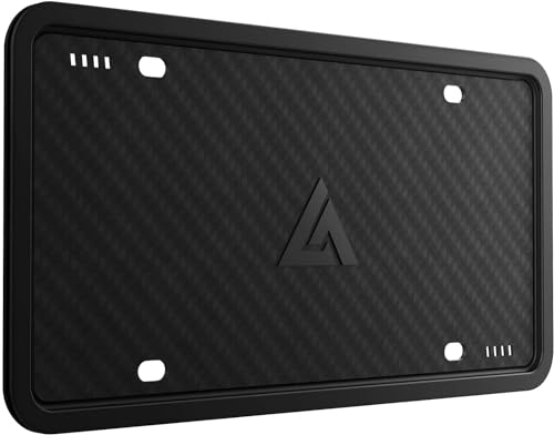Aujen Silicone License Plate Frames, 1 Pack Black Side-Opening License Bracket Holder with Easy Installation, License Plate Frame Without Obstruction. Rustproof, Rattle Proof & Weatherproof Universal