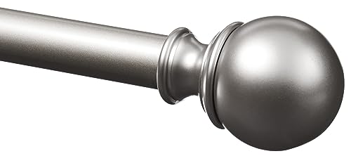 Amazon Basics 1-Inch Curtain Rod with Round Finials, 1-Pack, 36' to 72', Nickel