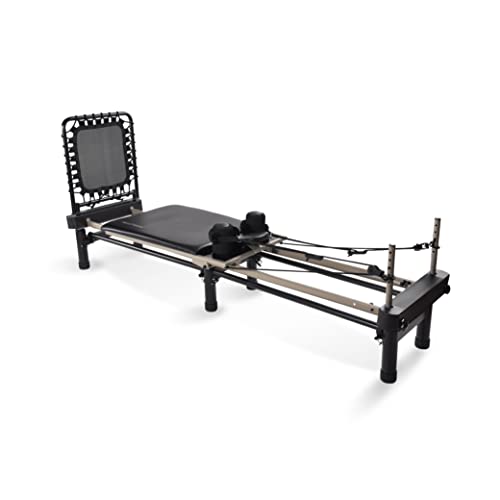 Stamina AeroPilates Premier Studio Reformer Workout Machine for Strength and Fitness Training with Cardio Rebounder and Foldable Frame, Black