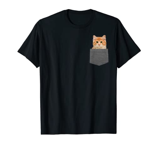 Funny Cat in Pocket Shirt Gift for Women Men Boy Girl Kids T-Shirt