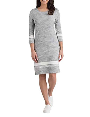 Hilary Radley Ladies 3/4 Sleeve Dress, Variety (XXL, White Grey Stripe)